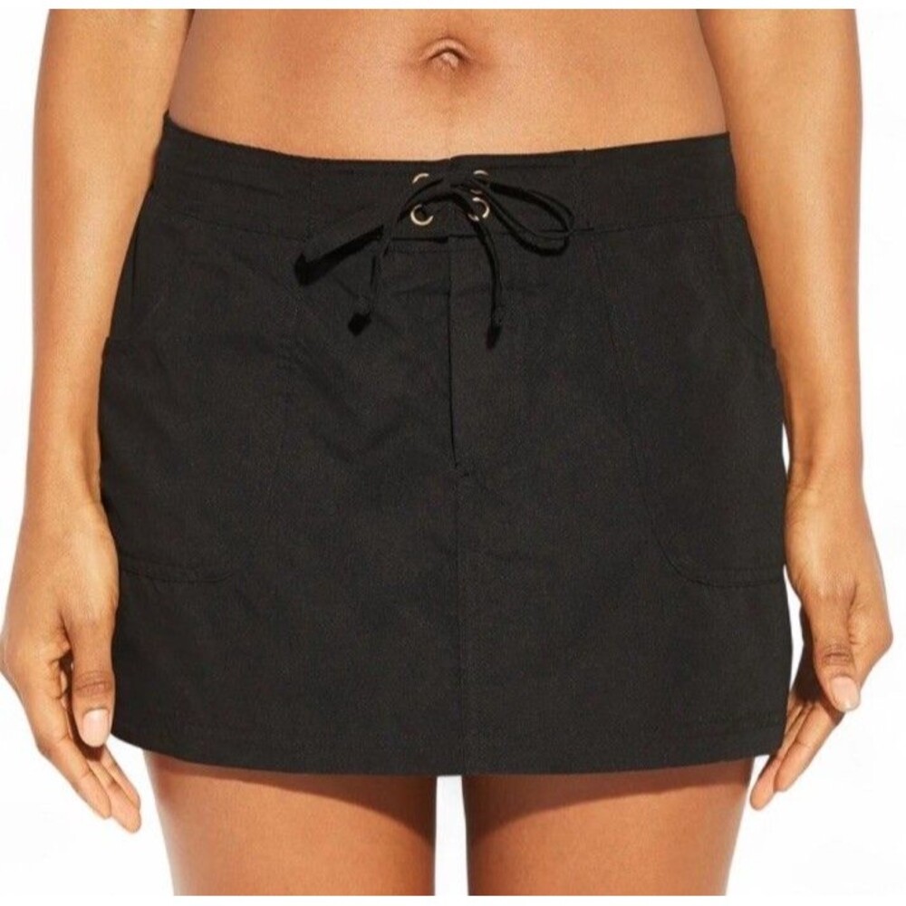 NWT Kona Sol Black High Coverage Swim Skirt Large 12-14